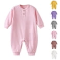 thumbnail image 1 of Bmisegm Baby Bodysuit Thickened Warm Romper Bodysuit for Toddler Homewear In Spring and Autumn Baby Rompers Girl,Pink,9-12 Months, 1 of 3