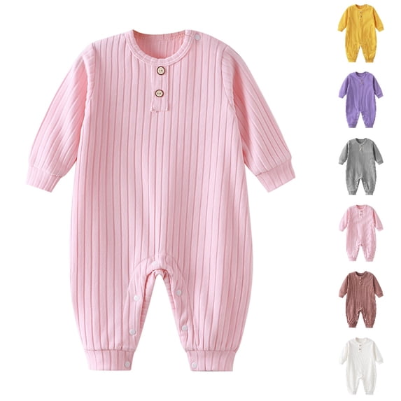 Bmisegm Baby Bodysuit Thickened Warm Romper Bodysuit for Toddler Homewear In Spring and Autumn Baby Rompers Girl,Pink,9-12 Months
