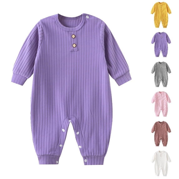 Bmisegm Baby Bodysuit Thickened Warm Romper Bodysuit for Toddler Homewear In Spring and Autumn Baby Rompers Girl,Purple,6-9 Months