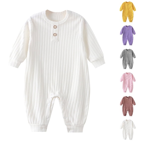 Bmisegm Baby Bodysuit Thickened Warm Romper Bodysuit for Toddler Homewear In Spring and Autumn Baby Rompers Girl,White,6-9 Months