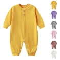 thumbnail image 1 of Bmisegm Baby Bodysuit Thickened Warm Romper Bodysuit for Toddler Homewear In Spring and Autumn Baby Rompers Girl,Yellow,0-3 Months, 1 of 3