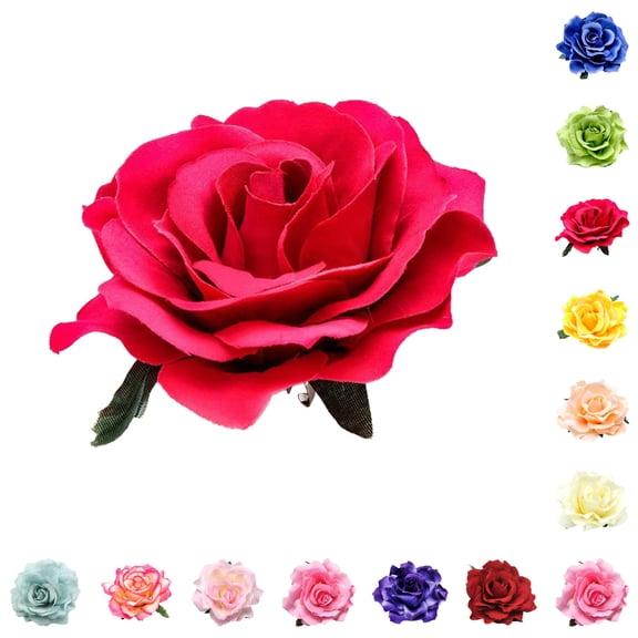 Bmisegm Baby Girl Headbands Bohemian Rose Flower Hair Barrettes with Rhinestones for Kids Beach Wedding Scarf for Hair 2-10Y Hot Pink,One Size