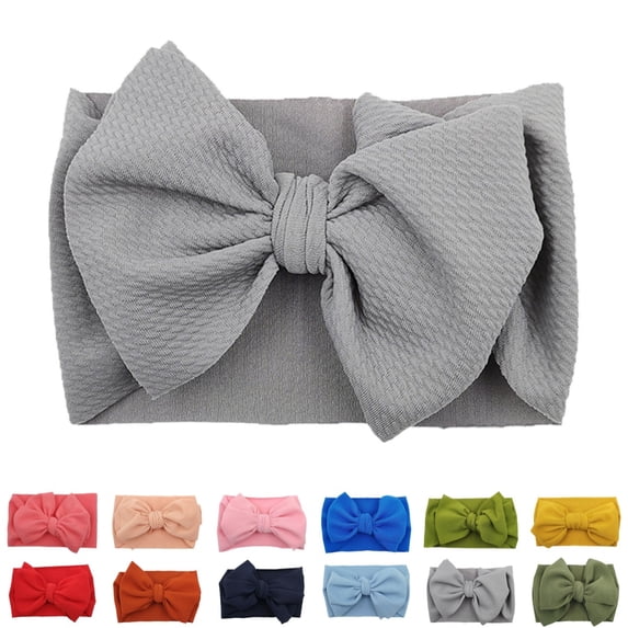 Bmisegm Baby Girl Headbands with Adorable Big Bows Soft Elastic Headwrap for Girls Hair Girls Hair Ties 01_Grey,One Size