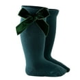 thumbnail image 1 of Bmisegm Baby Stockings Solid Mid Calf Length Socks for Kids Girls Toddler Knee High with Big Bow Accent Toddler Stockings Green_001 S, 1 of 6