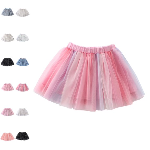 Bmisegm Back to School Clothes for Girls High Waist Embroidered Mesh Tutu Skirt with Elastic Waistband for Carnival Party Performance Girls Skirt 6-8 Years
