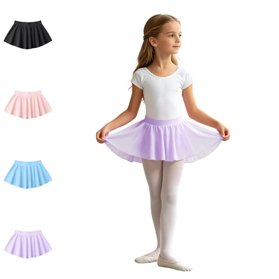 Bmisegm Back to School Clothes for Girls Lightweight Chiffon Dance Skirt with Elastic Waistband for Ballet Practice and Performance School Skirts for Girls 7-9 Years