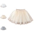 thumbnail image 1 of Bmisegm Back to School Clothes for Girls High Waist Pearl Decor Mesh Tutu Skirt with Lining for Carnival Party Daily Wear Girls Skirts 4-5 Years, 1 of 8