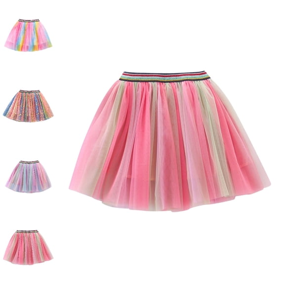 Bmisegm Halloween Girls Layered Mesh Star Dance Performance Skirt Tutu Skirt 5-6 Years