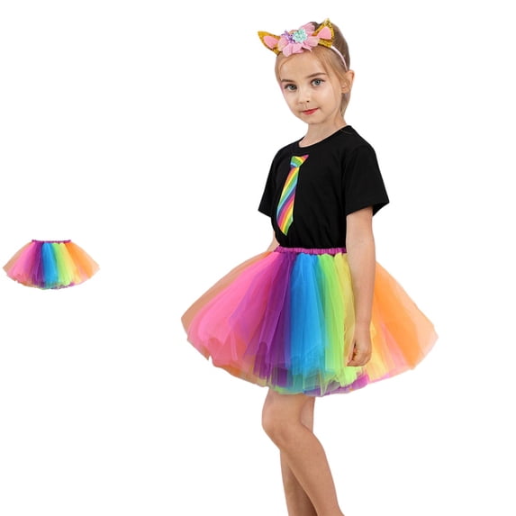 Bmisegm Tutu Skirt Girls Layered Mesh Gradient Dance Party Performance Skirt Girls Skirts 2-4 Years
