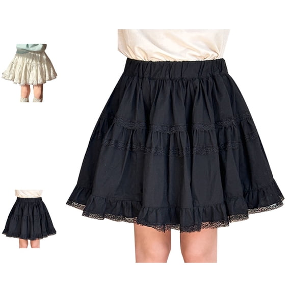Bmisegm Back to School Outfits for Girls High Waist Layered Tiered Skirt with Lace for Princess Casual Wear School Skirts for Girls 7-8 Years