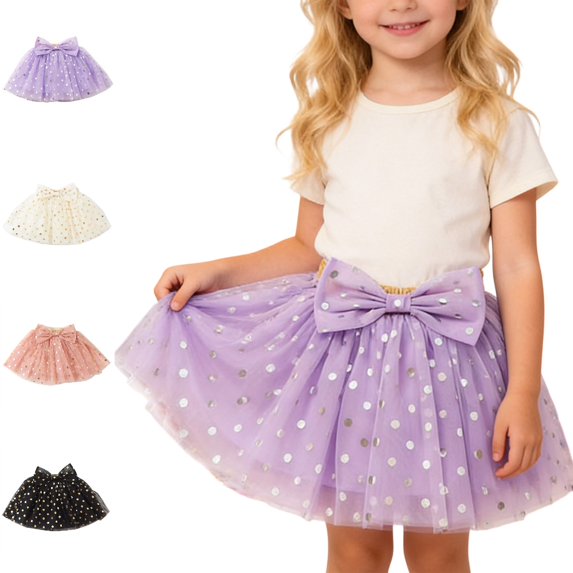 Bmisegm Kids Halloween Girls Layered Mesh Tutu Party Dance Skirt with Bowknot Skirts for Girls 4-5 Years