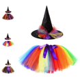 thumbnail image 1 of Bmisegm Halloween for Kids Girls Layered Mesh Tutu Cosplay Skirt with Witch Hat Skirts for Girls 1-3 Years, 1 of 5