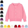 thumbnail image 1 of Bmisegm Boys Cardigan Sweater Long Sleeve Crew Neck Solid Button Front Cotton Knit Outerwear for Kids Boys and Girls Toddler Sweater, 1 of 4