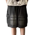 thumbnail image 1 of Bmisegm Boys Jean Shorts Summer Casual Cargo Denim Outdoor Play Kids Five Pocket Elastic Waist Boys Athletic Pants 6-16 Years Black,9-10 Years, 1 of 7