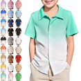 thumbnail image 1 of Bmisegm Boys Shirts Short Sleeve Gradient Kids Summer Casual Beach 5-14Y Summer Tops 03_Green,11-12 Years, 1 of 5