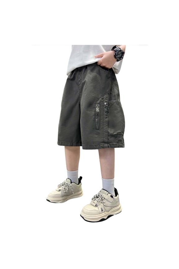 Boys Shorts Lightweight Casual Summer Play with Pockets Comfortable Elastic Waistband for Kids Boys Athletic Pants Army Green,7-8 Years