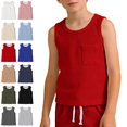 thumbnail image 1 of Bmisegm Boys T Shirts Sleeveless Crew Neck Tank with Pockets Casual Athletic Soft Workout Tops Red,1-2 Years, 1 of 5