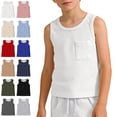 thumbnail image 1 of Bmisegm Boys T Shirts Sleeveless Crew Neck Tank with Pockets Casual Athletic Soft Workout Tops White,6-7 Years, 1 of 5