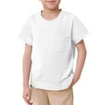 thumbnail image 1 of Bmisegm Boys T Shirts Unisex Kids Basic Short Sleeve Solid Color T Shirts Pocket Tee Crew Neck Shirt Summer Tops 4-14Y White,12-13 Years, 1 of 4