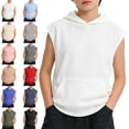 thumbnail image 1 of Bmisegm Boys Tshirts Sleeveless Hooded Soft Breathable Casual Athletic Workout Tops White,10-11 Years, 1 of 8