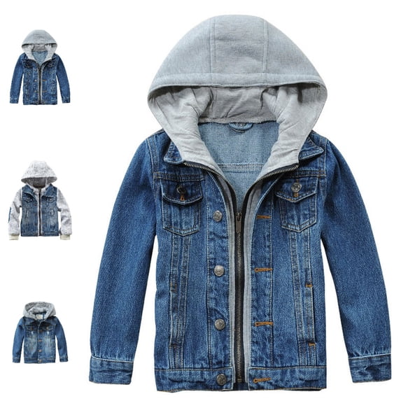 Bmisegm Boys Winter Coat Denim Trucker Style Jacket for Boys and Girls Classic Comfort Outerwear Denim Jacket