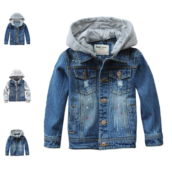 Bmisegm Boys Winter Coat Denim Trucker Style Jacket for Boys and Girls Classic Comfort Outerwear Denim Jacket