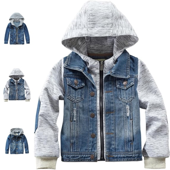 Bmisegm Boys Winter Coat Denim Trucker Style Jacket for Boys and Girls Classic Comfort Outerwear Denim Jacket