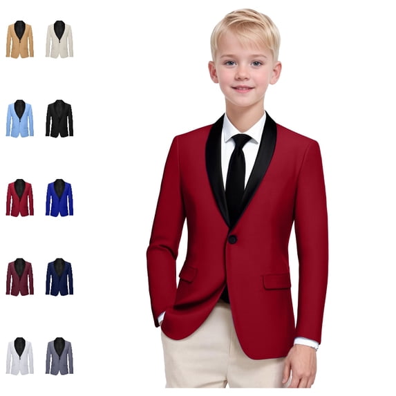 Bmisegm Boys Winter Coat Long Sleeve Lapel Formal Suit Jacket Button Fashion Casual Blazer for Kids Boys Jacket