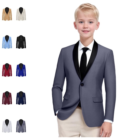 Bmisegm Boys Winter Coat Long Sleeve Lapel Formal Suit Jacket Button Fashion Casual Blazer for Kids Boys Jacket