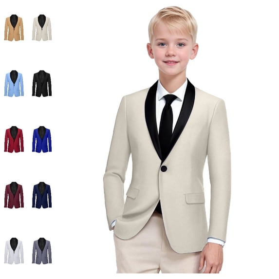 Bmisegm Boys Winter Coat Long Sleeve Lapel Formal Suit Jacket Button Fashion Casual Blazer for Kids Boys Jacket