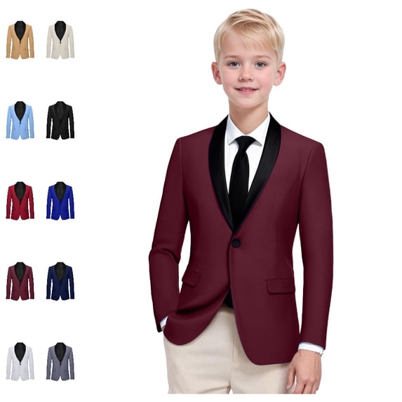 Bmisegm Boys Winter Coat Long Sleeve Lapel Formal Suit Jacket Button Fashion Casual Blazer for Kids Boys Jacket