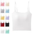 thumbnail image 1 of Bmisegm Built in Bra Tank Tops for Women Elegant Solid Color Sleeveless Camisole Slim Straps Relaxed Fit Seamless Back Layering Summer Womens Casual Tops White M, 1 of 3