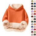 thumbnail image 1 of Bmisegm Comfort Hoodie for Girls Lined Warm Pullover Soft Jacket Top for Cold Weather Outdoor Play Casual Tops,01_Orange,9-10 Years, 1 of 4