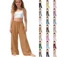 thumbnail image 1 of Bmisegm Comfy Pants for Girls Stylish and Comfortable Casual Soft Everyday Wear with Elastic Waist Modern Design Girls Trousers for Age 4-15 Gold_002,8-9 Years, 1 of 6