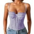 thumbnail image 1 of Bmisegm Corset Style Bustier Women's Vintage Lace Top Outerwear Piece Light Purple L, 1 of 4
