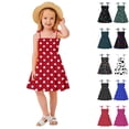 thumbnail image 1 of Bmisegm Dress for Girls Summer Polka Dot Print Sleeveless Strappy Casual Party Outfit for Toddler Kids Little Girl Dresses, 1 of 4