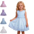 thumbnail image 1 of Bmisegm Dresses for Girls Carnival Sleeveless Round Neck Textured Bodice 3D Flower Waist Embellished Hem A Line Party Dress Girls Dresses 2-3 Years, 1 of 6