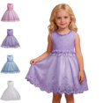 thumbnail image 1 of Bmisegm Dresses for Girls Carnival Sleeveless Round Neck Textured Bodice 3D Flower Waist Embellished Hem A Line Party Dress Girls Dresses 6-7 Years, 1 of 6