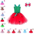 thumbnail image 1 of Bmisegm Dresses for Girls Watermelon Print Tutu Dress Spaghetti Strap Green Bow Carnival Party Outfit Girls Dress 4-5 Years, 1 of 6