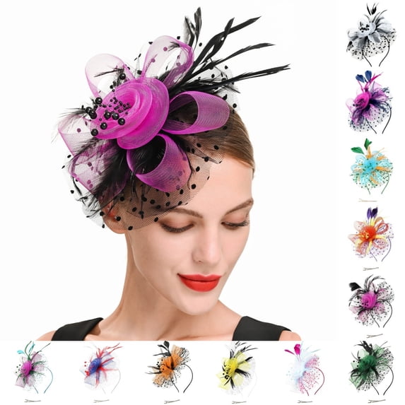 Bmisegm Fascinator Tea Party Hat Women Flower Mesh Hair Clip 20s 50s Wedding Party Accessories for Carnival Halloween Black