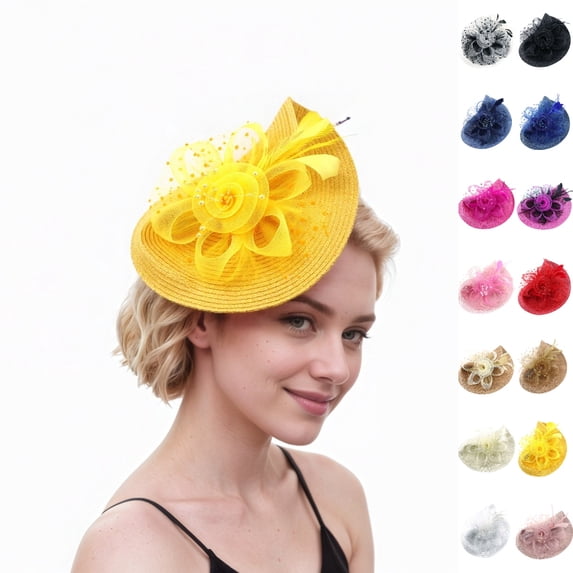 Bmisegm Fascinator for Women Elegant Exaggerated Mesh Hat Headpiece for Parties Decorations Fascinators Hats for Women One Size