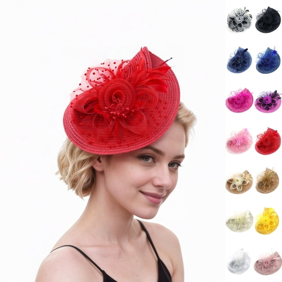 Bmisegm Fascinator for Women Elegant Exaggerated Mesh Hat Headpiece for Parties Decorations Fascinators Hats for Women One Size