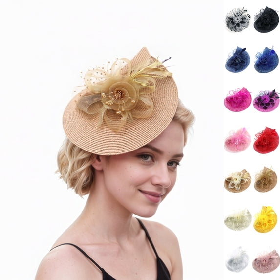 Bmisegm Fascinator for Women Elegant Exaggerated Mesh Hat Headpiece for Parties Decorations Fascinators Hats for Women One Size