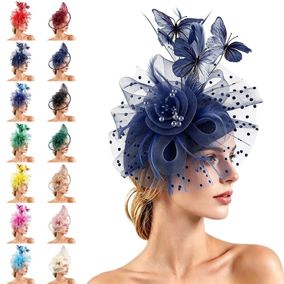 Bmisegm Fascinator for Women Elegant Floral Mesh Hat Headpiece for Wedding Tea Party Fascinators Hats for Women Tea Party One Size