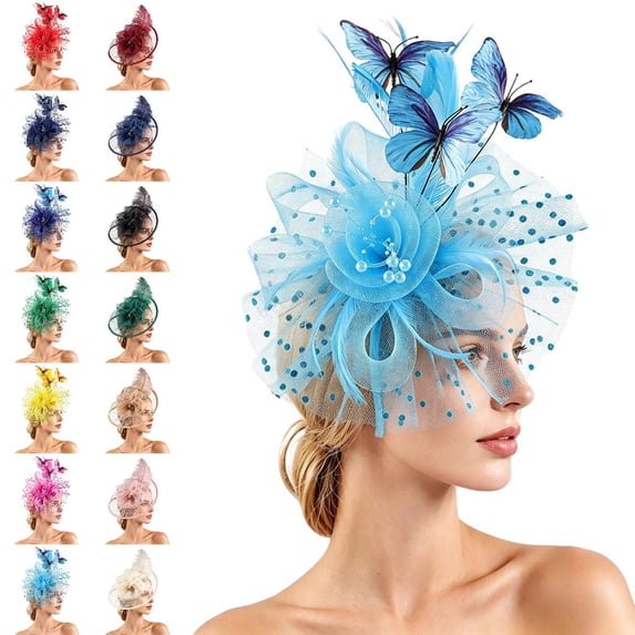 Bmisegm Fascinator for Women Elegant Floral Mesh Hat Headpiece for Wedding Tea Party Fascinators Hats for Women Tea Party One Size
