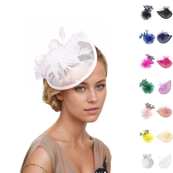 Bmisegm Fascinator for Women Elegant Shaped Mesh Hat Ornament for Parties All Seasons Hair Accessories for Women One Size