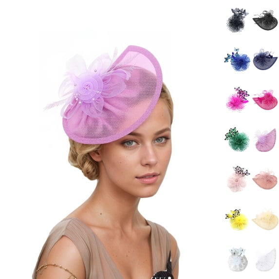 Bmisegm Fascinator for Women Elegant Shaped Mesh Hat Ornament for Parties All Seasons Hair Accessories for Women One Size