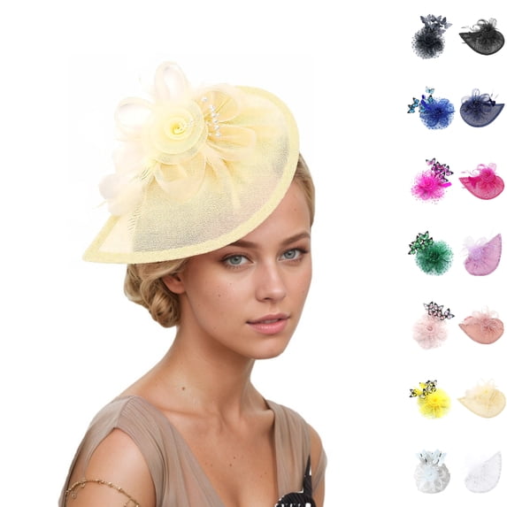 Bmisegm Fascinator for Women Elegant Shaped Mesh Hat Ornament for Parties All Seasons Hair Accessories for Women One Size