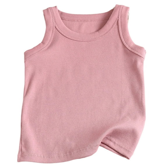 Bmisegm Fashion Girl Casual Sports Top Comfortable Solid Striped Ribbed Sleeveless Turtleneck Top Suitable For Daily Outings Suitable For Ages 4 To 14 9-10 Years 140