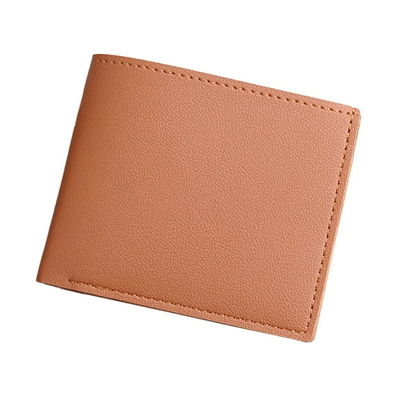 Bmisegm Fashion Men ID Short Wallet Solid Color Bag Oepn Purse Multiple Card Slots Clutch Bag Pocket Wallets for Women Coffee One Size